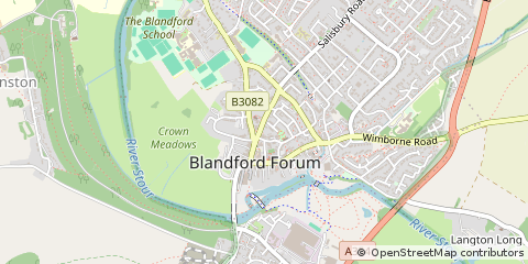 Map of Blandford Forum, Dorset