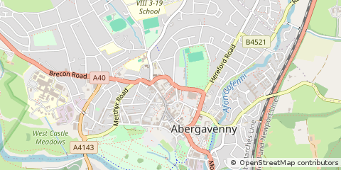Map of Abergavenny, Monmouthshire