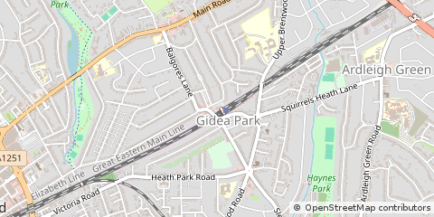 Map of Gidea Park, Essex