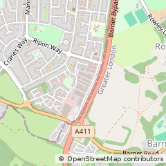 Map of Borehamwood, Hertfordshire