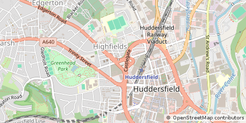 Map of Huddersfield, West Yorkshire