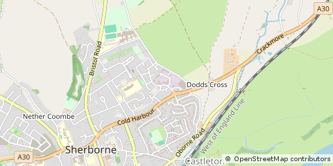 Map of Sherborne, Dorset