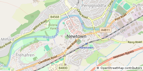 Map of Newtown, Powys