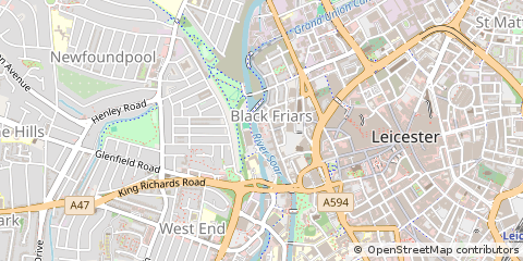 Map of Leicester, Leicestershire