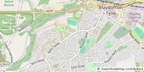 Map of Blaydon-on-Tyne, Tyne and Wear