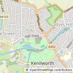 Map of Kenilworth, Warwickshire