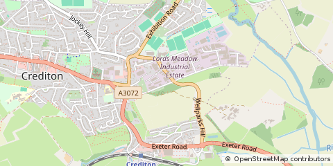 Map of Crediton, Devon