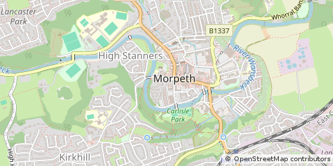 Map of Morpeth, Northumberland
