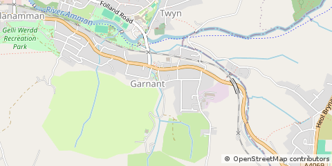 Map of Ammanford, Carmarthenshire