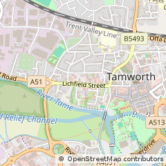 Map of Tamworth, Staffordshire