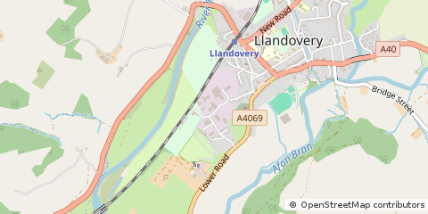 Map of Llandovery, Carmarthenshire