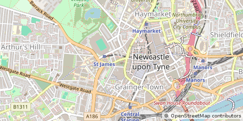 Map of Newcastle Upon Tyne, Tyne and Wear
