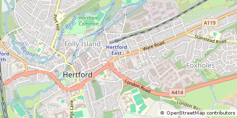 Map of Hertford, Hertfordshire