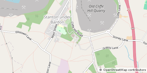 Map of Stanton Under Bardon, Leicestershire