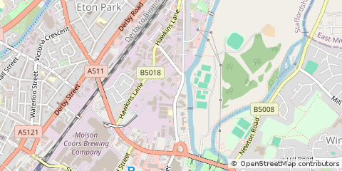 Map of Burton-on-Trent, Staffordshire