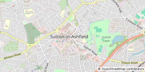 Map of Sutton-in-Ashfield, Nottinghamshire