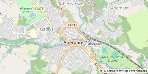 Map of Aberdare, RCT