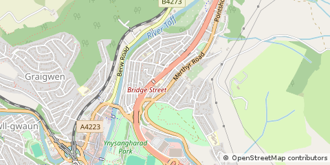 Map of Pontypridd, Rhonda Cynon Taff