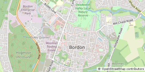 Map of Bordon, Hampshire