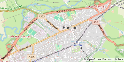 Map of Honiton, Devon