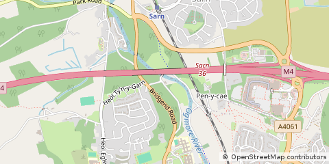 Map of Bridgend, MID Glamorgan