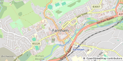 Map of Farnham, Surrey