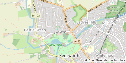 Map of Kenilworth, Warwickshire