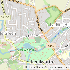 Map of Kenilworth, Warwickshire