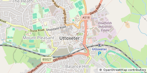 Map of Uttoxeter, Staffordshire