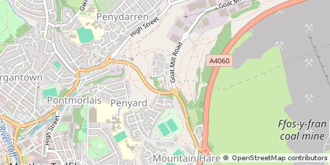 Map of Merthyr Tydfil, MID Glamorgan