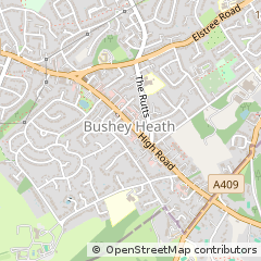Map of Bushey Heath, England,
