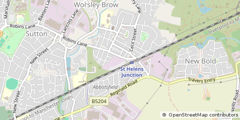 Map of ST Helens, Merseyside
