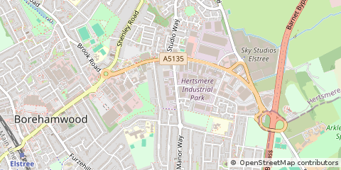 Map of Borehamwood, Hertfordshire