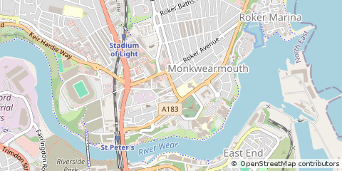 Map of Sunderland, Tyne and Wear