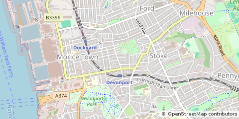 Map of Plymouth, Devon