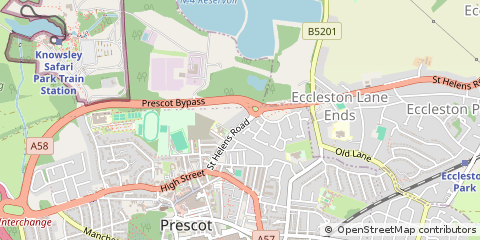 Map of Prescot, Merseyside