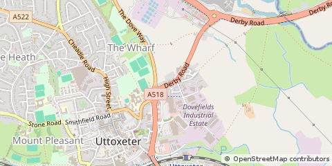 Map of Uttoxeter, Staffordshire