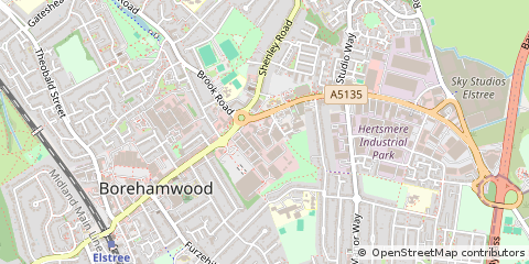 Map of Borehamwood, Middlesex