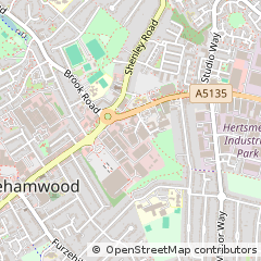 Map of Borehamwood, Middlesex