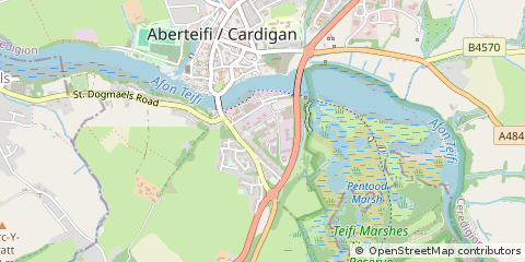 Map of Cardigan, Dyfed