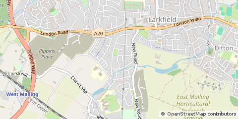 Map of West Malling, Kent