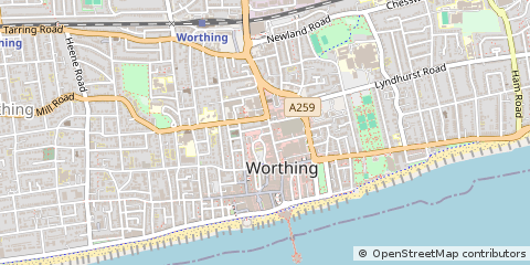 Map of Worthing, West Sussex