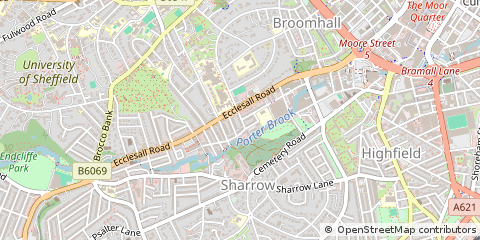 Map of Sheffield, South Yorkshire