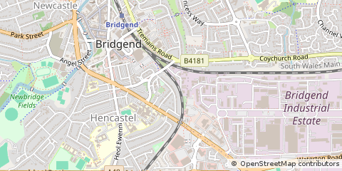 Map of Bridgend, Mid Glamorgan