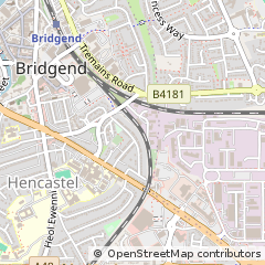 Map of Bridgend, Mid Glamorgan