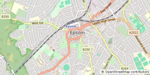 Map of Epsom, Surrey