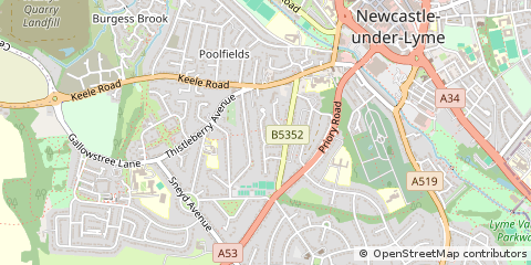 Map of Newcastle Under Lyme, Staffordshire
