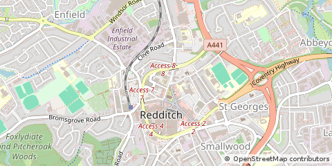Map of Redditch, Worcestershire