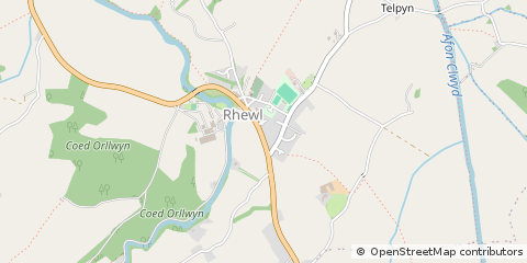 Map of Ruthin, Denbighshire