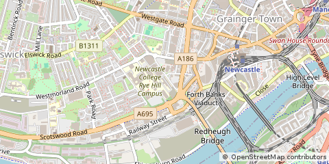 Map of Newcastle Upon Tyne, Tyne and Wear